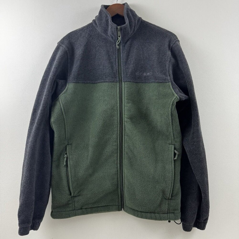 Columbia Jacket Women’s Medium Full Zip Fleece Outdoor Zip Green & Gray Ladies